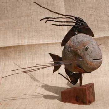 Sculpture titled "red fire fish Moore…" by Hansjorg Stubler, Original Artwork, Stone