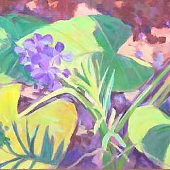 Painting titled "orchid bleu" by Hansjorg Stubler, Original Artwork, Oil