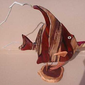 Sculpture intitulée "Moorish idol" par Hansjorg Stubler, Œuvre d'art originale, Bois