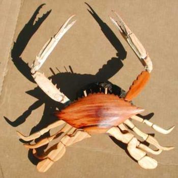 Sculpture intitulée "crab" par Hansjorg Stubler, Œuvre d'art originale, Bois