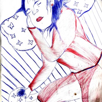 Drawing titled "Mon imagination" by Hantanirina Razafindrasoa Randrianasoavina, Original Artwork, Gel pen