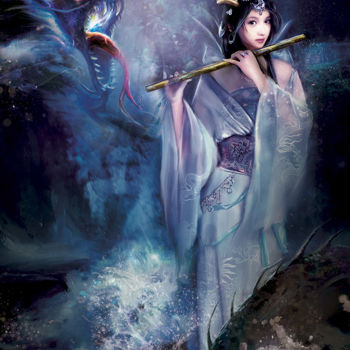 Digital Arts titled "dragon girl" by Yi Heng, Original Artwork