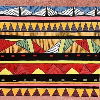 Pintura intitulada "Motifs Africains" por Happy Home Atelier, Obras de arte originais, Gesso