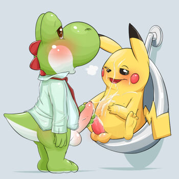 yoshi and pikachu fun in toilet