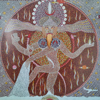 Schilderij getiteld "shiva nataraja" door Harald Dastis, Origineel Kunstwerk, Acryl