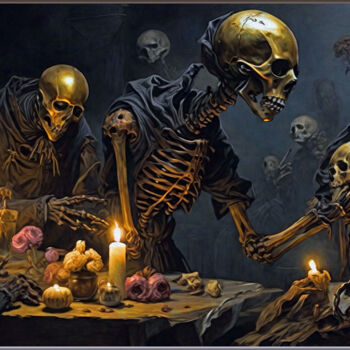 Digitale Kunst getiteld "Deaths" door Harald Laier, Origineel Kunstwerk, AI gegenereerde afbeelding