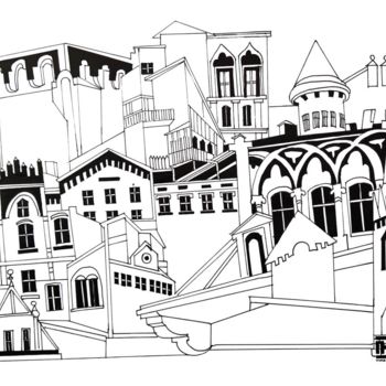 Dibujo titulada "Miasto. Wenecja" por Iryna Harasym Makatki Art, Obra de arte original, Tinta