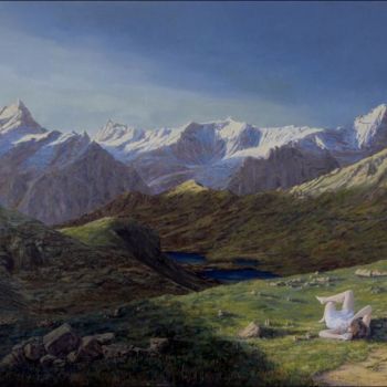 Pittura intitolato "« Paysage de Grinde…" da Gerard Hardy, Opera d'arte originale