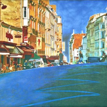 Painting titled "Rue des Abbeses" by Nelly Harel, Original Artwork, Oil