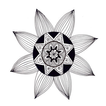 Desenho intitulada "The Black flower" por Hargun Bhatia, Obras de arte originais, Caneta de gel