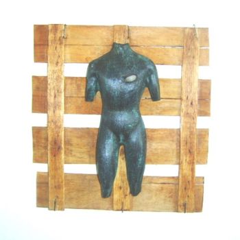 「Torse d'homme」というタイトルの彫刻 S Eymond Laritazによって, オリジナルのアートワーク, ウッド