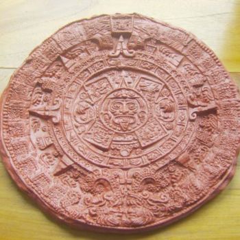 Escultura titulada "Calendrier aztèque" por S Eymond Laritaz, Obra de arte original
