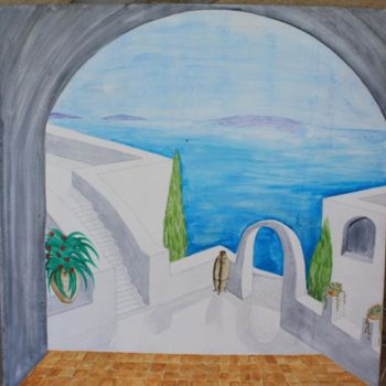 Pintura titulada "Santorini" por S Eymond Laritaz, Obra de arte original
