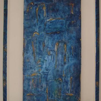 Sculpture titled "Blue & Gold" by S Eymond Laritaz, Original Artwork