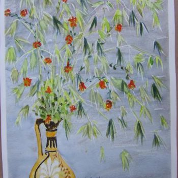 Pintura titulada "Vase grec & bambous" por S Eymond Laritaz, Obra de arte original