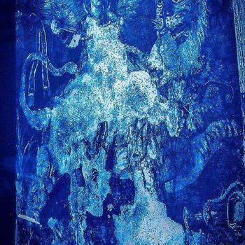 Photographie intitulée "Délos , Cyanotype" par Jacqueline Giudicelli, Œuvre d'art originale, Photographie numérique