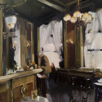 Schilderij getiteld "cafe-savoy-2-50x60-…" door Harold Aupetit, Origineel Kunstwerk, Olie