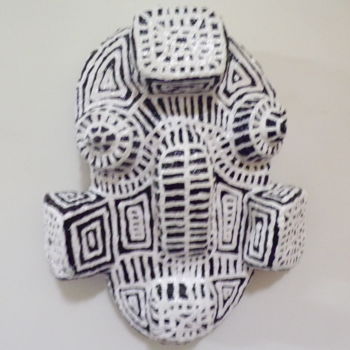 Sculptuur getiteld "masque papier maché" door Harold Dupre, Origineel Kunstwerk, Papier