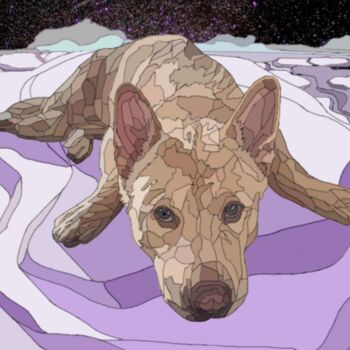 Digital Arts titled "Space Dog" by Haroldo G. Brito, Original Artwork, Digital Painting