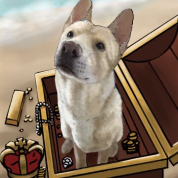 Digital Arts titled "Treasure Dog" by Haroldo G. Brito, Original Artwork, Digital Painting