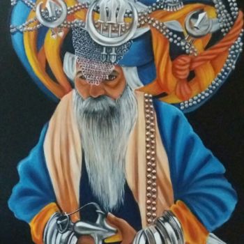 Painting titled "The Nihang Sikh" by Harphar, Original Artwork, Acrylic