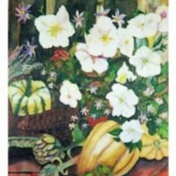 Ζωγραφική με τίτλο "White Flowers" από Harriet Jameson Pellizzari, Αυθεντικά έργα τέχνης, Λάδι