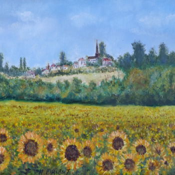 Painting titled "le-champs-de-tourne…" by H. Oriaut, Original Artwork, Oil