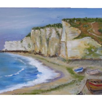 Painting titled "les-falaises-d-etre…" by H. Oriaut, Original Artwork, Oil