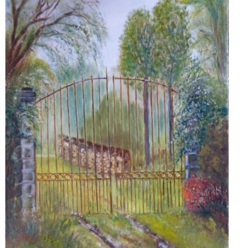Pintura intitulada "la-grille-apres-la-…" por H. Oriaut, Obras de arte originais