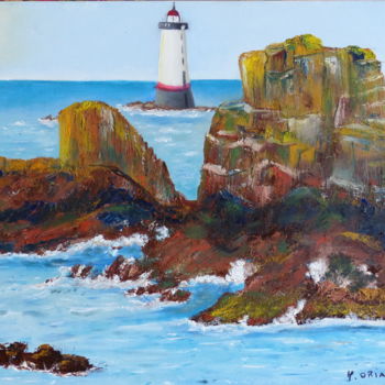 Painting titled "Le Phare" by H. Oriaut, Original Artwork, Oil