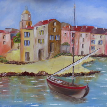 Malerei mit dem Titel "Petit Port du Sud" von H. Oriaut, Original-Kunstwerk, Öl