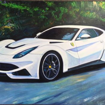 Картина под названием "White Ferrari, Alex…" - Harry Van Den Bulck, Подлинное произведение искусства, Акрил Установлен на Де…