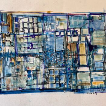 Dessin intitulée "porta azul 1" par Hartiste, Œuvre d'art originale, Pigments