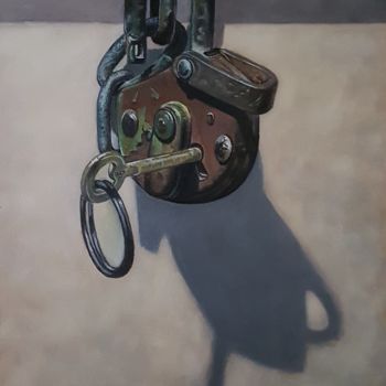 Painting titled "Old lock" by Harun Ayhan, Original Artwork, Oil