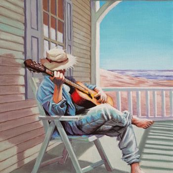 Painting titled "Guitarist" by Harun Ayhan, Original Artwork, Acrylic