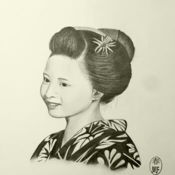 Рисунок под названием "Sereine" - 春野紋, Подлинное произведение искусства, Графит