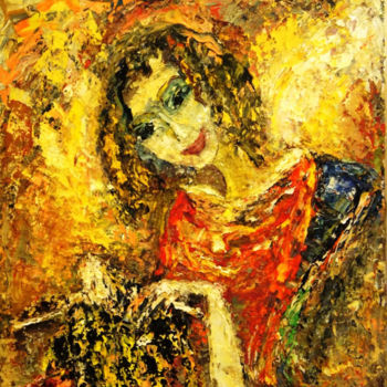 Painting titled "Вязальщица" by Dr Hasai Aliev, Original Artwork, Oil