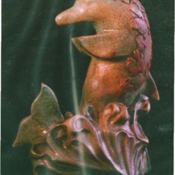 Sculpture titled "dauphin_raku.jpg" by Hasch, Original Artwork, Ceramics