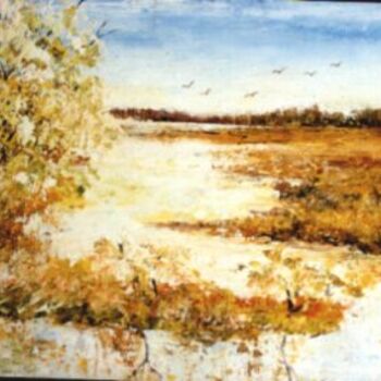 Painting titled "Paysage" by Hassan Barrak, Original Artwork