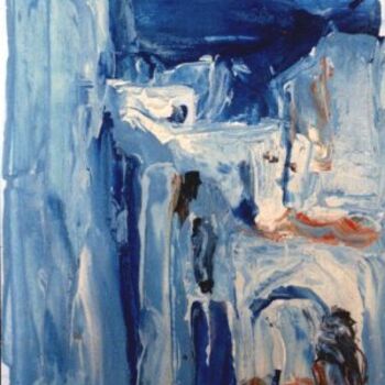 Painting titled "Ruelle en Bleu" by Hassan Barrak, Original Artwork