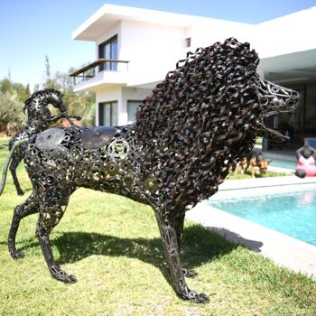 雕塑 标题为“Lion” 由Hassan Laamirat, 原创艺术品, 金属