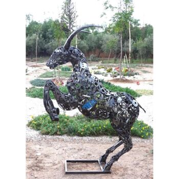 Sculpture titled "BOUQUETIN" by Hassan Laamirat, Original Artwork, Metals