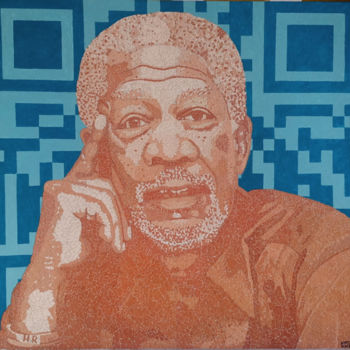 Pintura intitulada "Morgan Freeman– Mad…" por Hassan Rachid, Obras de arte originais, Mosaico