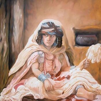 Peinture intitulée "Jeune fille auressi…" par Hassina Bouglam, Œuvre d'art originale