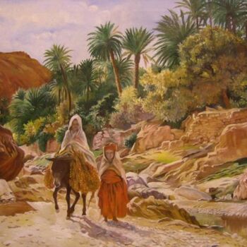 Peinture intitulée "L'Oued - d'ap E.A.G…" par Hassina Bouglam, Œuvre d'art originale