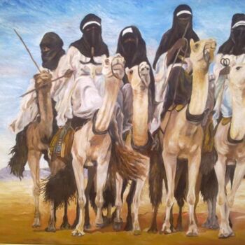 Peinture intitulée ""Les touareg "" par Hassina Bouglam, Œuvre d'art originale