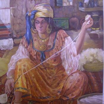 Peinture intitulée "Du temps de ma jeun…" par Hassina Bouglam, Œuvre d'art originale