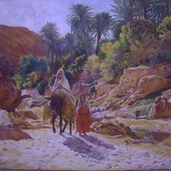 Schilderij getiteld "L'Oued de Bou Saâda…" door Hassina Bouglam, Origineel Kunstwerk