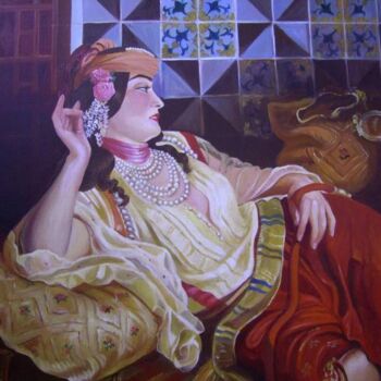 Peinture intitulée "Femmes dans leur ap…" par Hassina Bouglam, Œuvre d'art originale