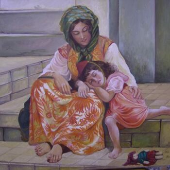 Peinture intitulée ""Femmes de Tlemcen"…" par Hassina Bouglam, Œuvre d'art originale